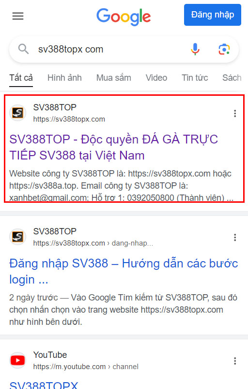 Search tìm SV388TOPX com